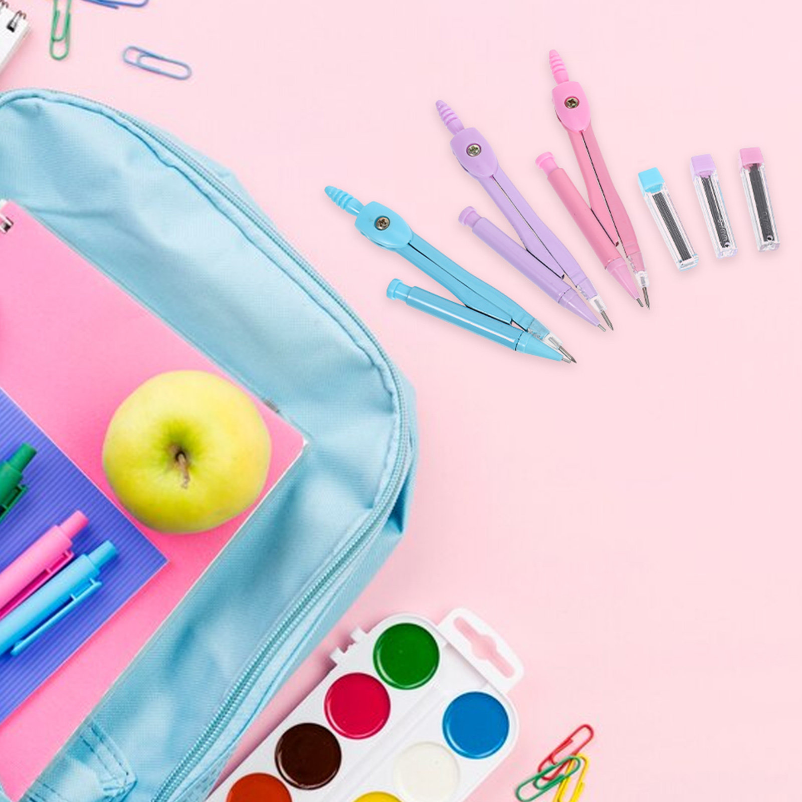 Math Geometry Set With Compass - 金属製コンパス、幾何学図面作成セット。学生、オフィス、家庭での使用に最適。精密な数学コンパス。教室での使用にも適しています。