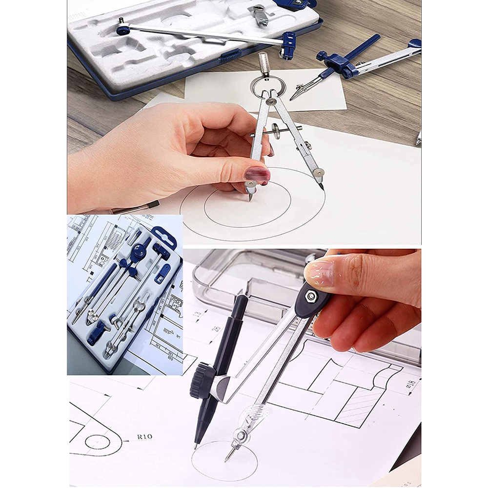 A46M-9Pc 製図用コンパス 幾何学セットツール コンパ - Math Geometry Set With Compass のレビューと価格