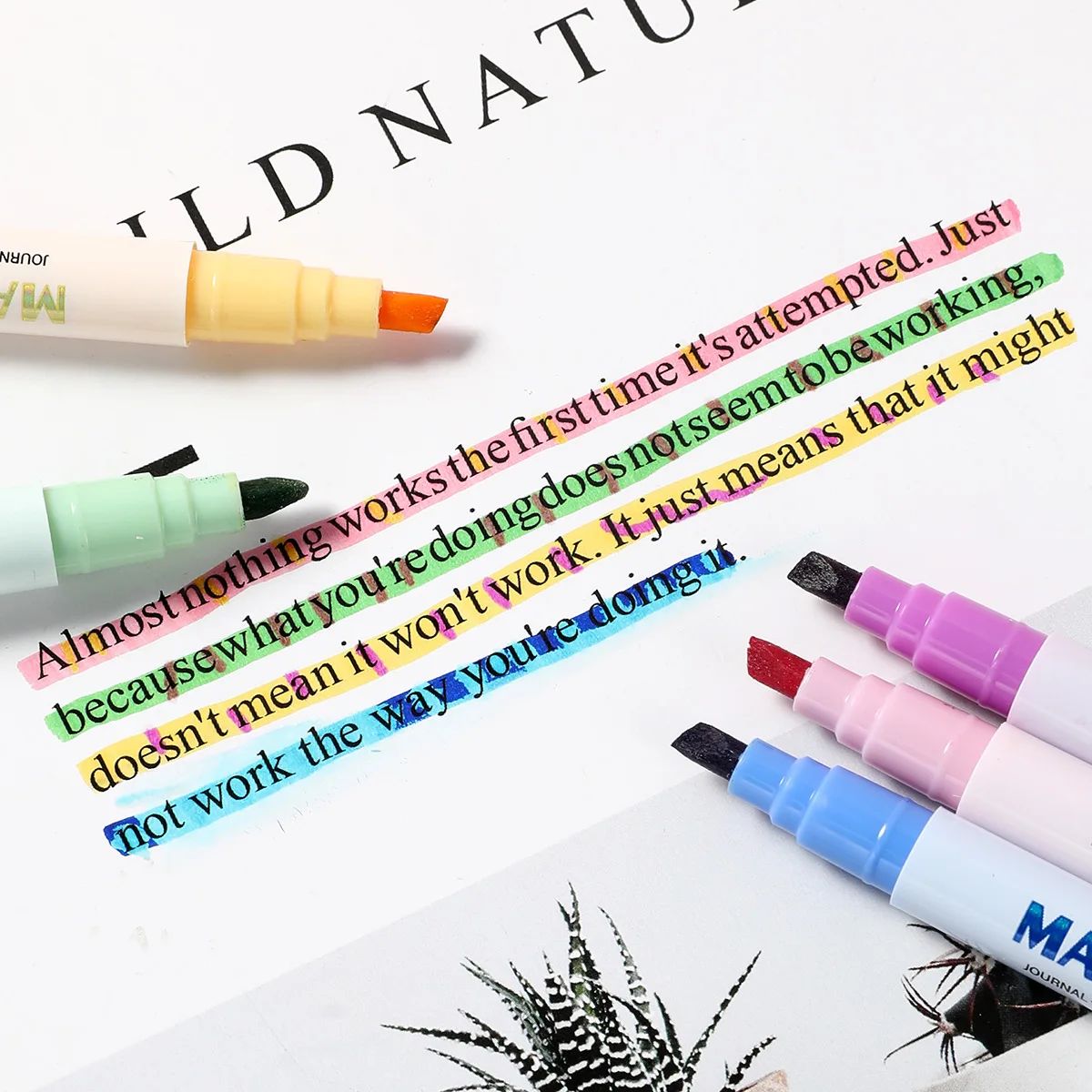 両端マジック変色蛍光ペンセット、学生日記スクラップブック絵画 - Pastel Highlighter Set Double Ended のレビューと価格