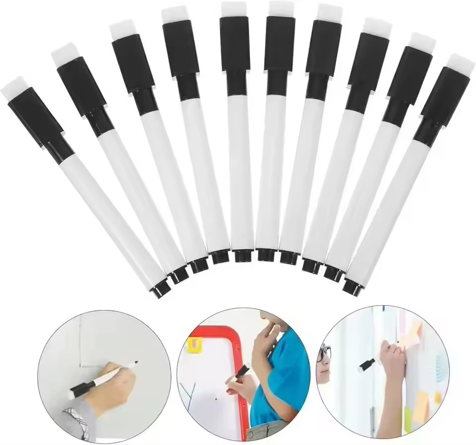 消しゴム付きの磁石式黒色ホワイトボードマーカー。家庭、オフィ - School Supplies のレビューと価格