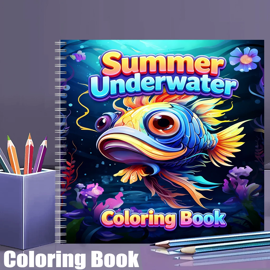 大人向けの夏の水中塗り絵ブック、かわいい海洋画帳、ストレス解 - School Supplies のレビューと価格