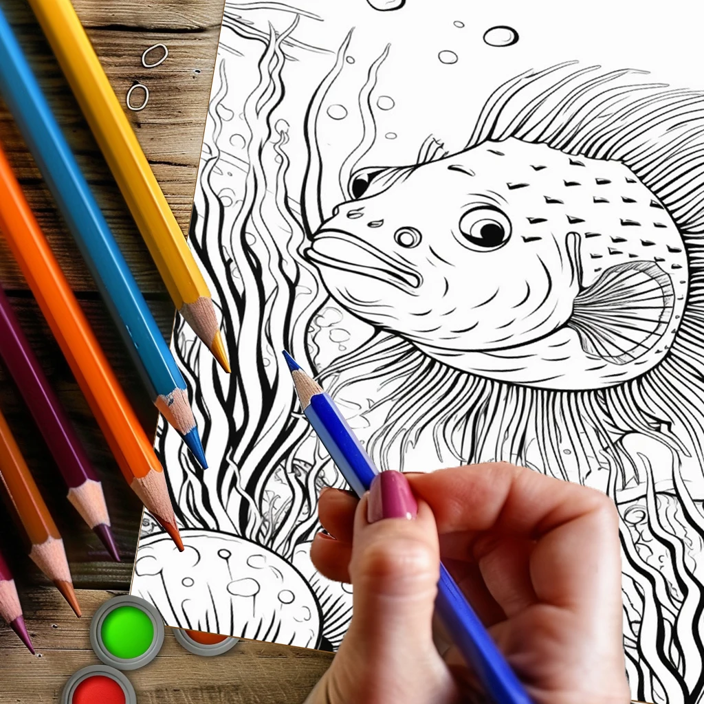 大人向けの夏の水中塗り絵ブック、かわいい海洋画帳、ストレス解 - School Supplies のレビューと価格