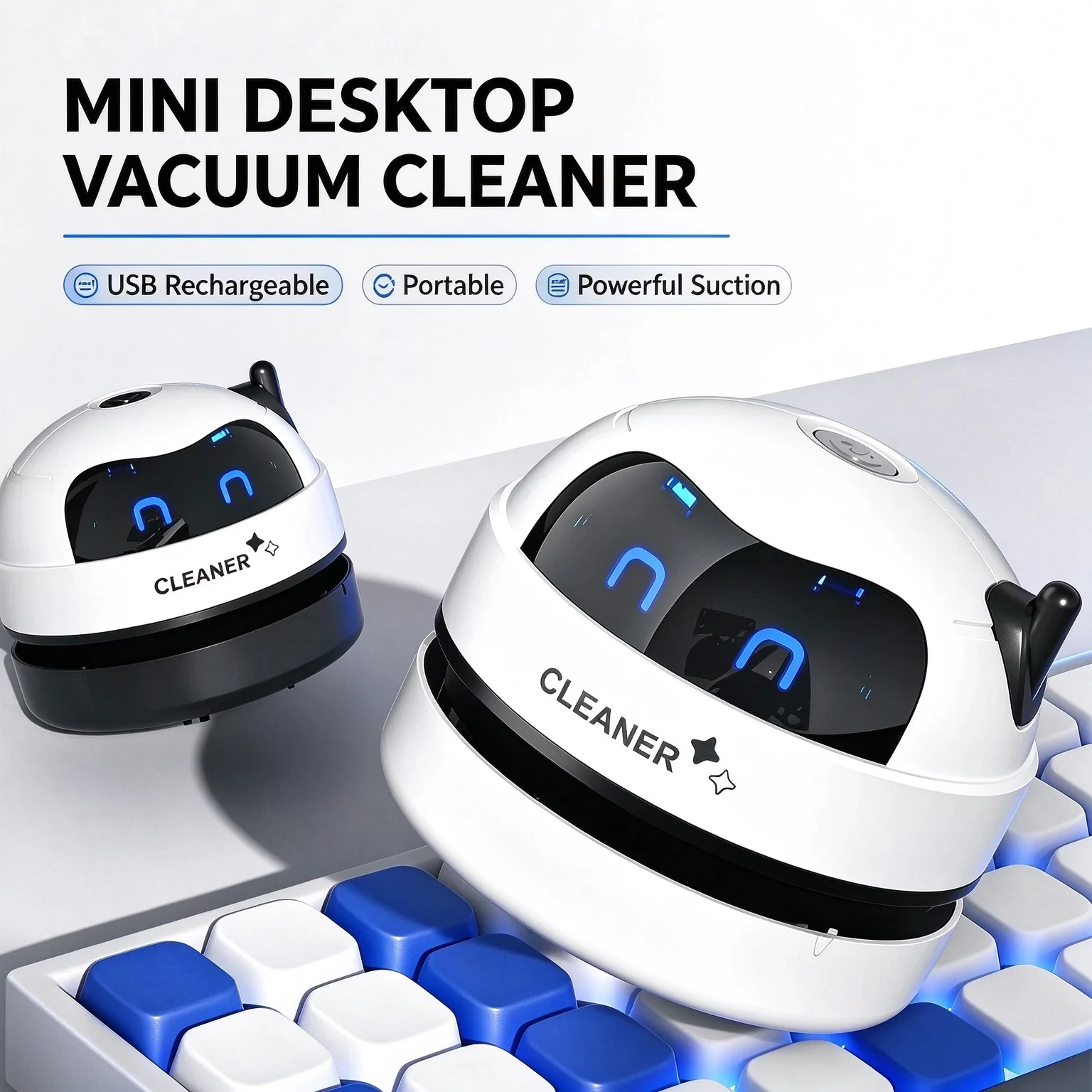 ポータブルミニデスクトップ掃除機 360 °   スパイラル - Mini Desktop Vacuum Cleaner For Eraser Dust のレビューと価格