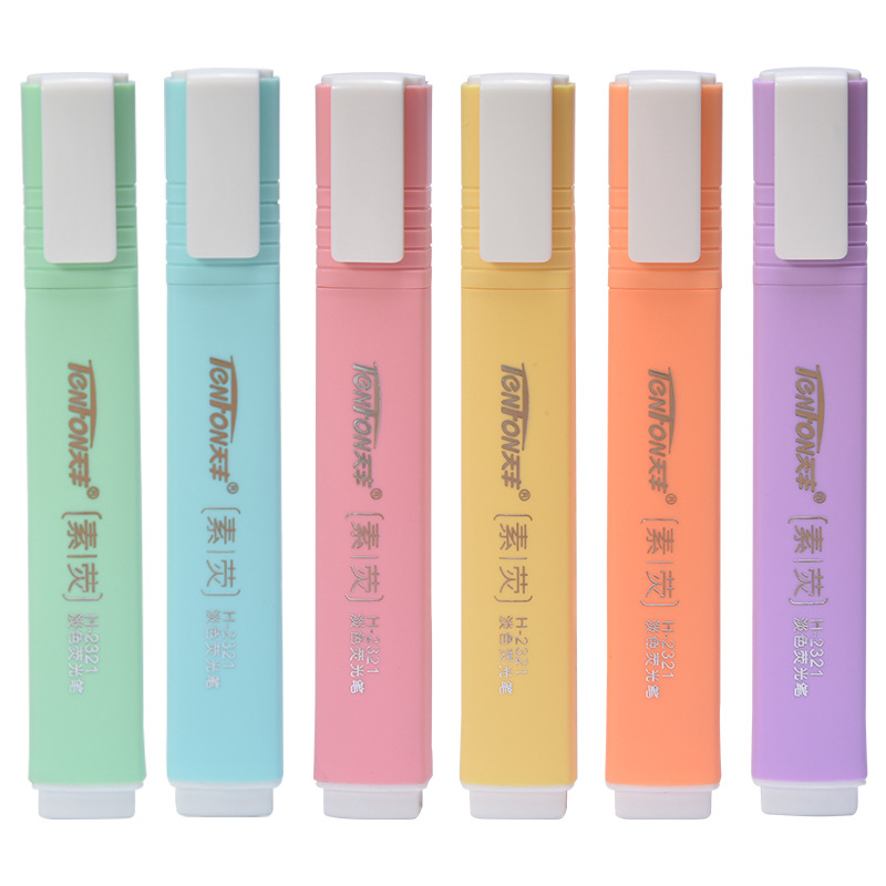 6 ピース/セットフラット形状淡い色の蛍光ペン蛍光ペンアート - Pastel Highlighter Set Double Ended のレビューと価格