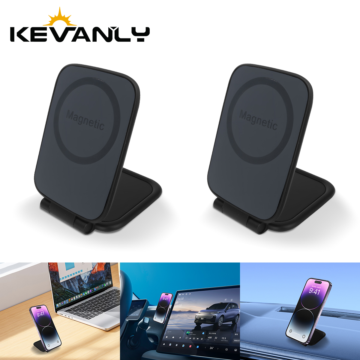 ユニバーサル超薄型車磁気携帯電話ホルダー調節可能な折りたたみ - Desk Accessories のレビューと価格